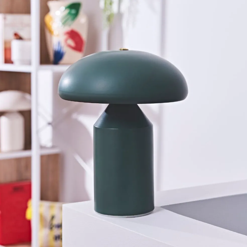 Lampe champignon tactile en fer vert h23cm - Arty