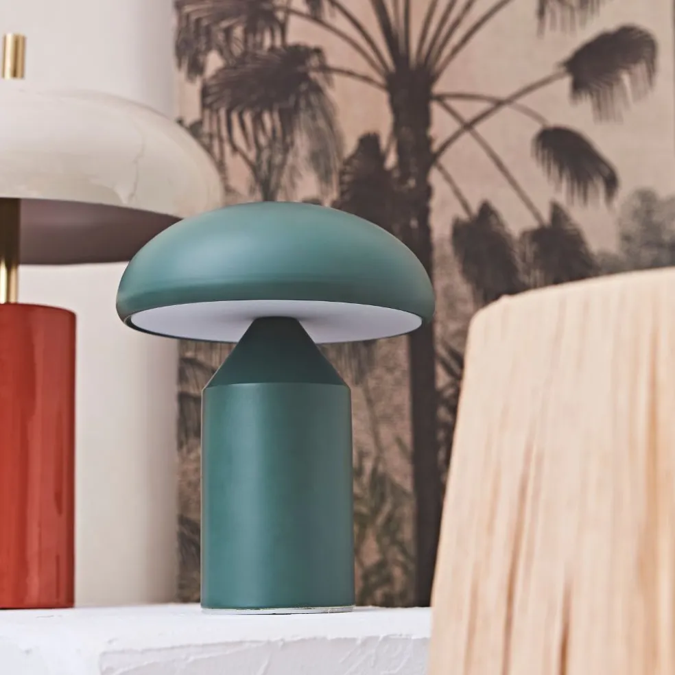 Lampe champignon tactile en fer vert h23cm - Arty