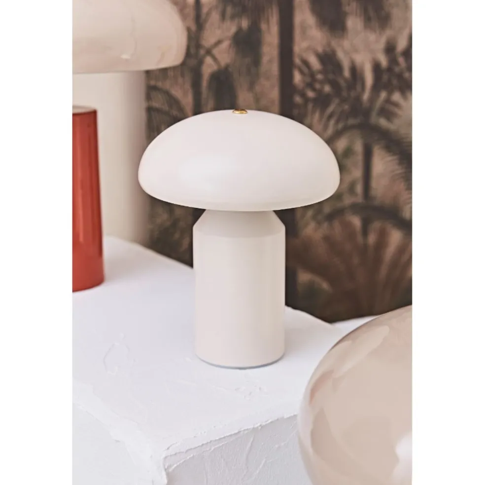 Lampe champignon tactile en fer blanc h23cm - Arty