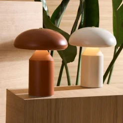 Lampe champignon tactile en fer terracotta h23cm - Arty