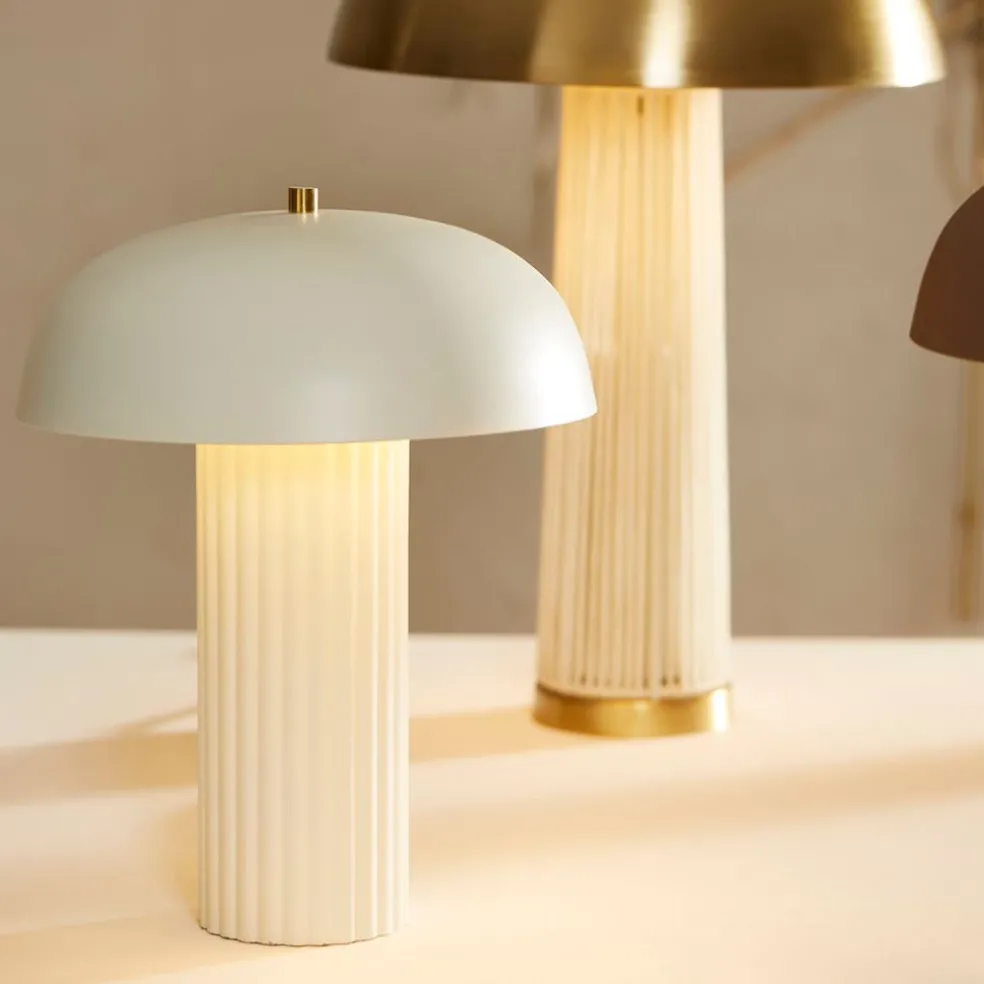 Lampe champignon vintage en fer h38cm blanc - Arty