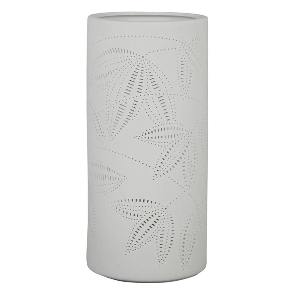 Lampe cylindre en porcelaine h24cm blanc - palmea