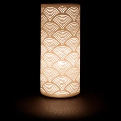 Lampe cylindre en porcelaine h27.5cm blanc - mandarin