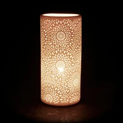 Lampe cylindre rosace Blanc en Porcelaine