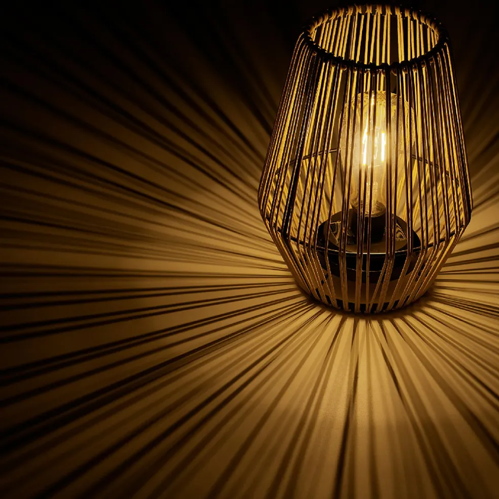 Lampe d'extérieur en résine tresée naturel h23cm