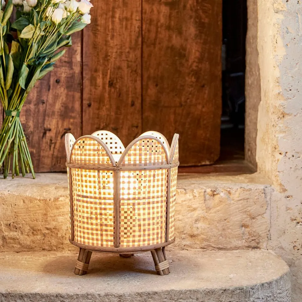 Lampe en bambou et sapin naturel h30cm - Ladret