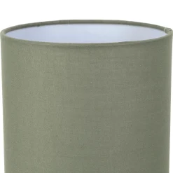 Lampe en bois d'hévéa et coton naturel et kaki h24cm - Filen