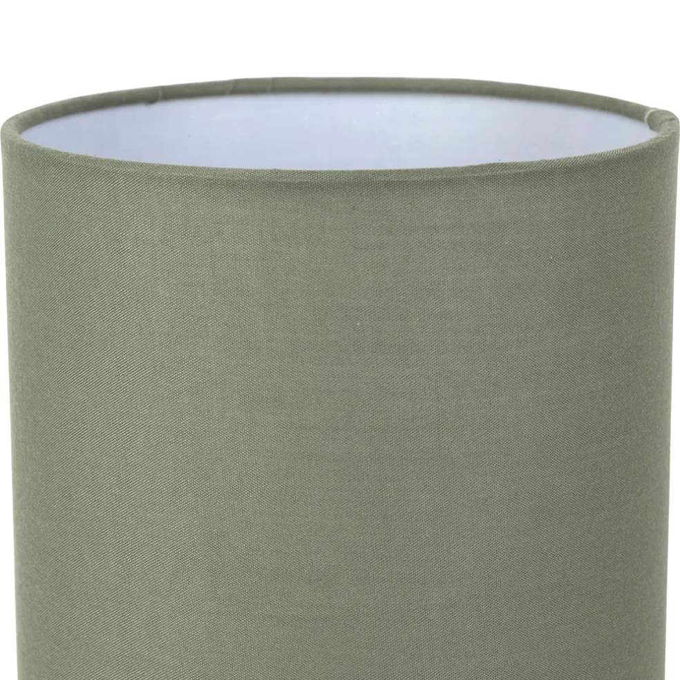 Lampe en bois d'hévéa et coton naturel et kaki h24cm - Filen