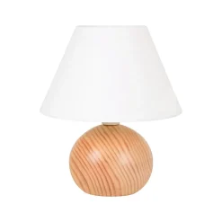 Lampe en bois et coton h24cm blanc - rondo