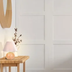 Lampe en bois et coton h24cm blanc - rondo