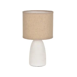 Lampe en céramique blanche mat et lin h26cm - Gaïa