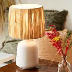 Lampe en céramique blanche h34cm - Paros