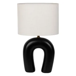 Lampe en céramique ecru et coton noir h45cm - Organic