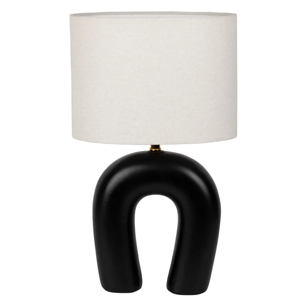 Lampe en céramique ecru et coton noir h45cm - Organic