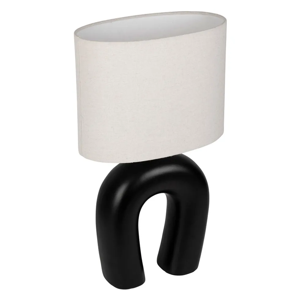 Lampe en céramique ecru et coton noir h45cm - Organic
