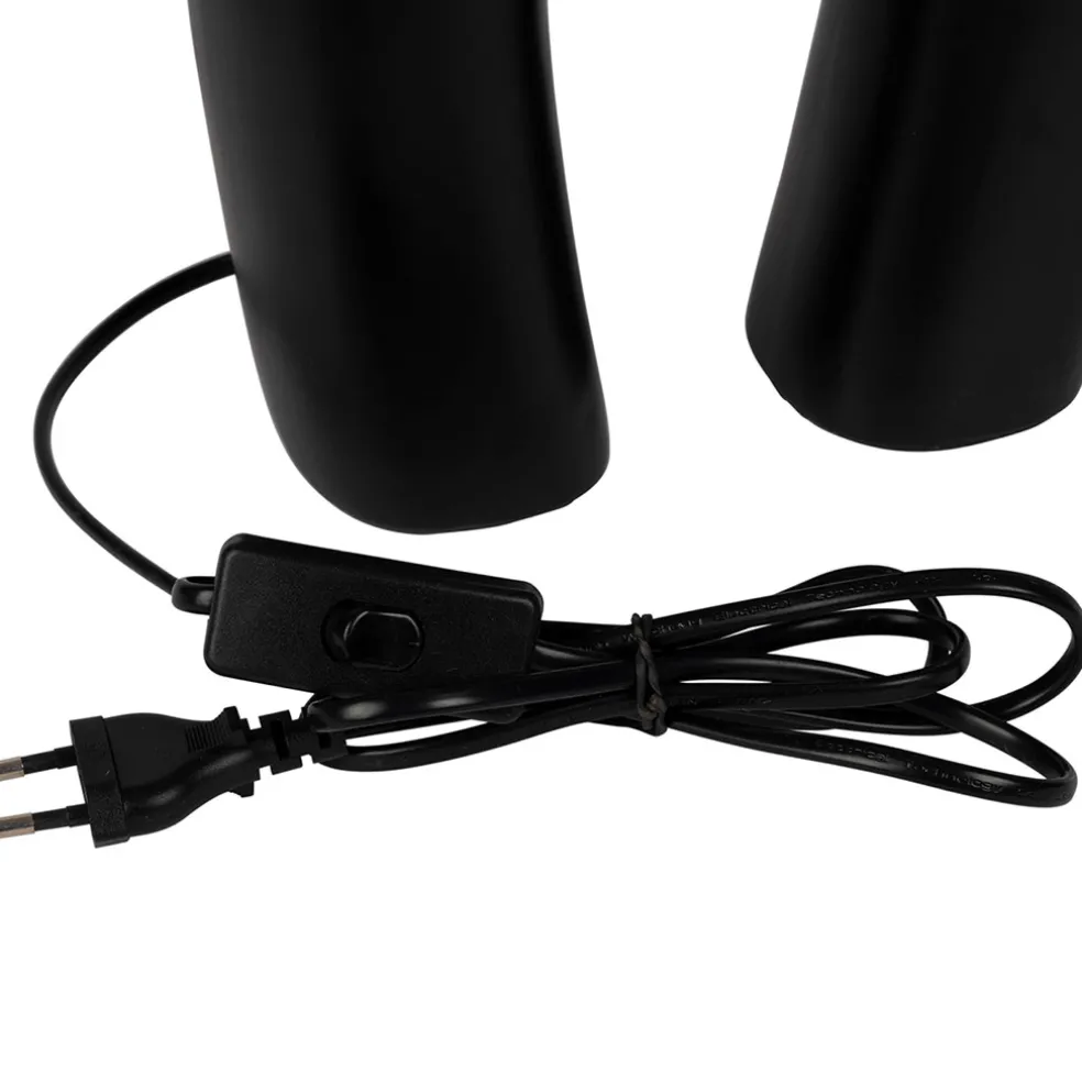 Lampe en céramique ecru et coton noir h45cm - Organic