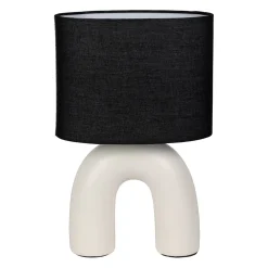 Lampe en céramique et coton ecru et noir h34.5cm - Organic