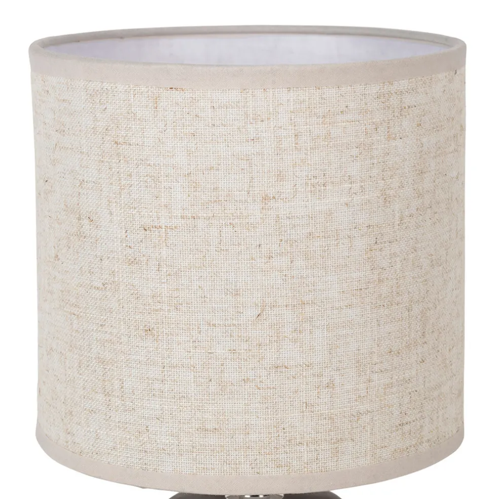 Lampe en céramique et lin noir et écru h35cm - Eterra