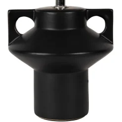 Lampe en céramique et lin noir et écru h35cm - Eterra