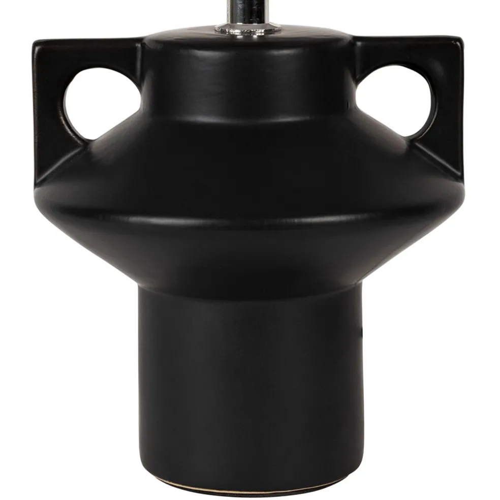 Lampe en céramique et lin noir et écru h35cm - Eterra