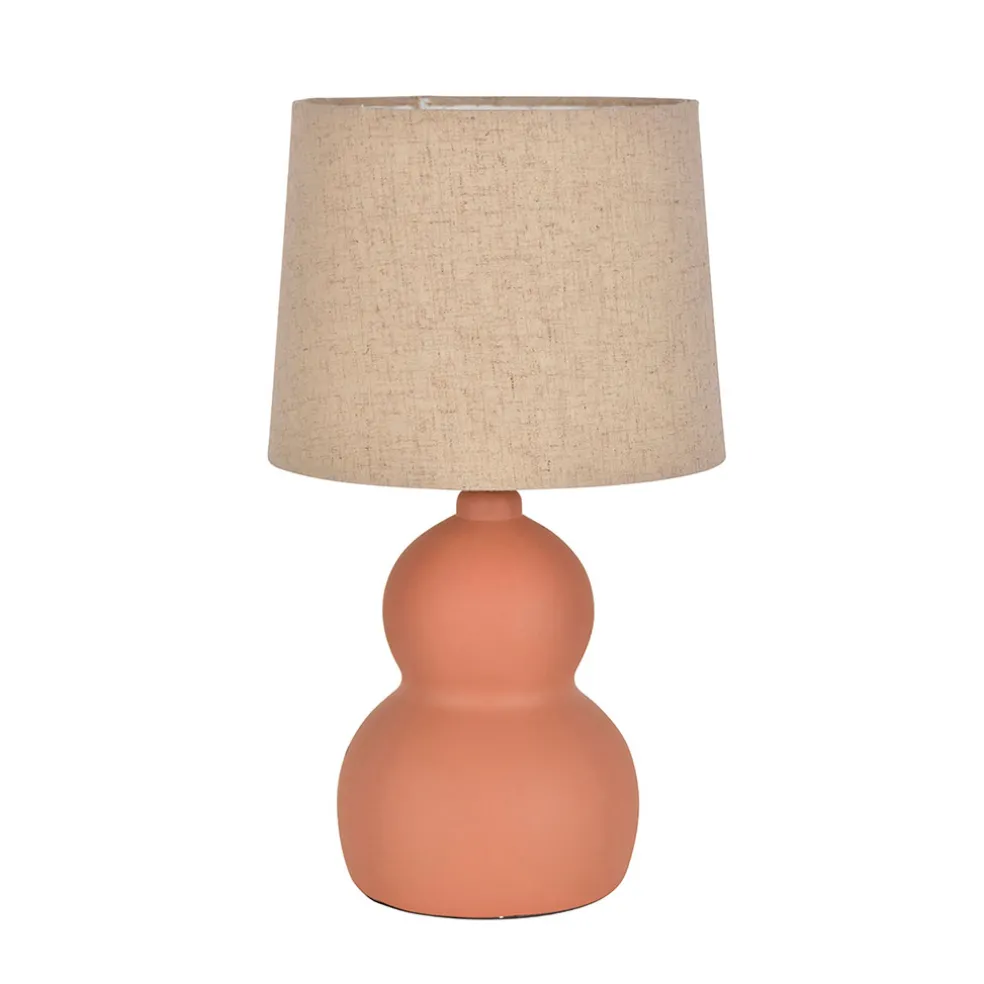 Lampe en céramique et lin terracotta h38.5cm - Dryade
