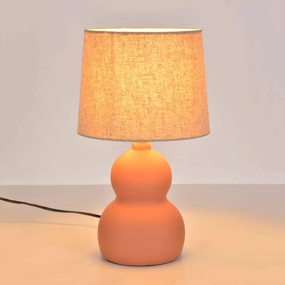 Lampe en céramique et lin terracotta h38.5cm - Dryade