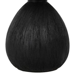 Lampe en céramique et lin noir et écru h26cm - Minimal