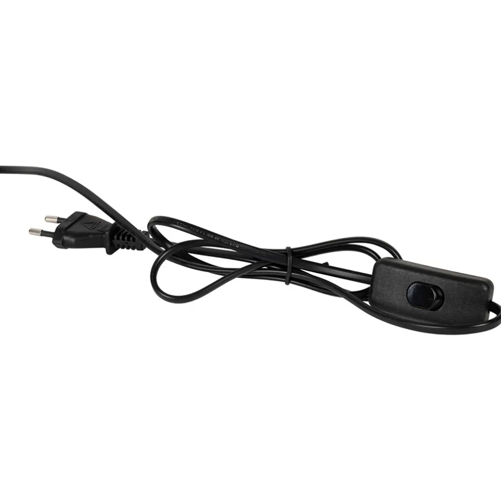 Lampe en céramique et lin noir et écru h26cm - Minimal