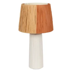 Lampe en céramique et raphia écru h48cm - Lignes