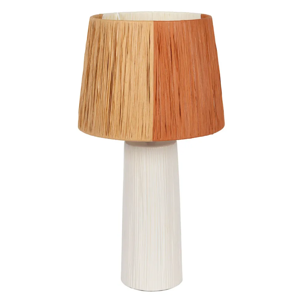 Lampe en céramique et raphia écru h48cm - Lignes