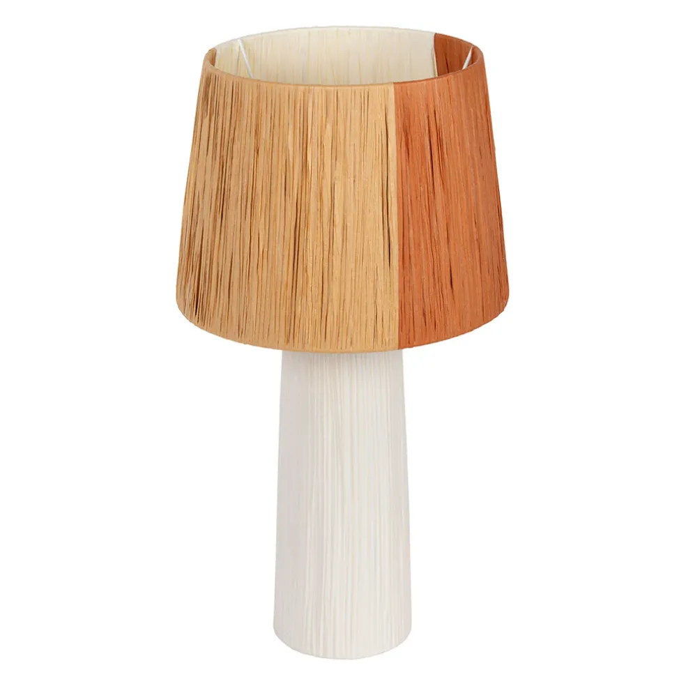 Lampe en céramique et raphia écru h48cm - Lignes