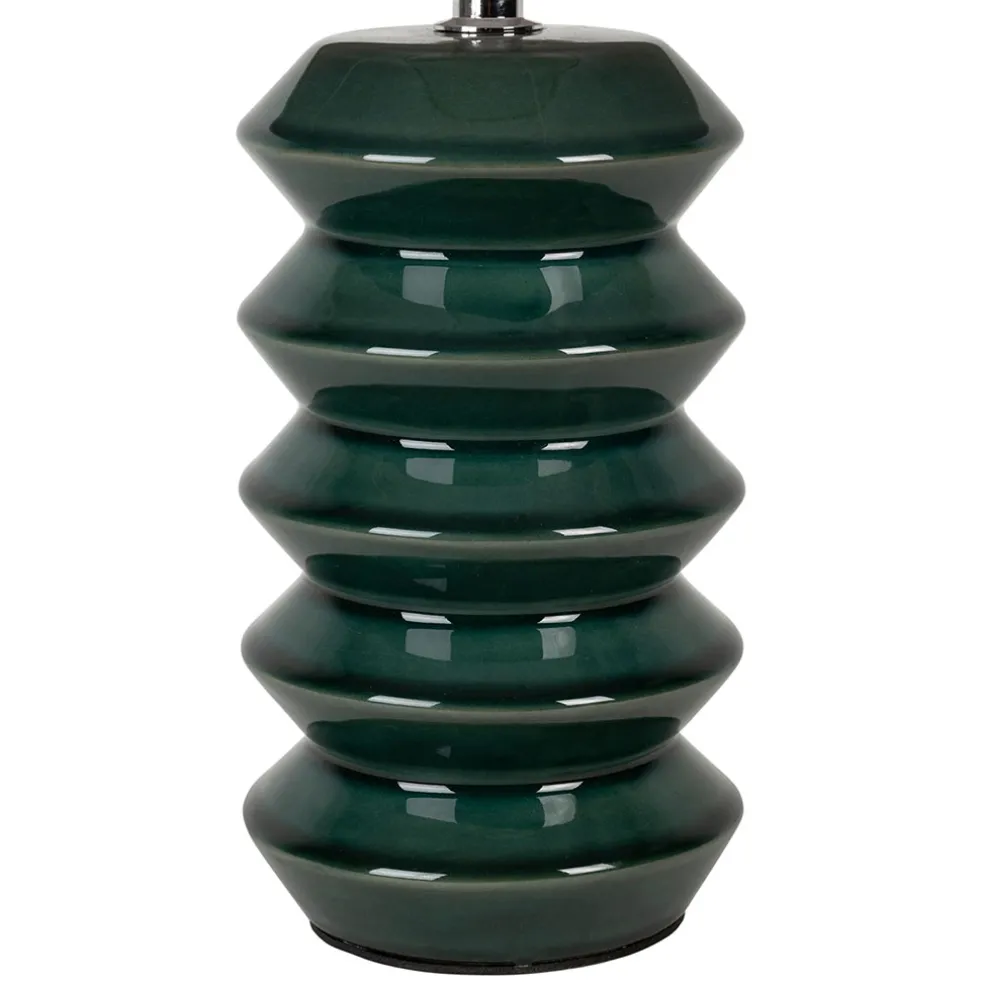 Lampe en céramique émeraude et lin h40cm - Verda