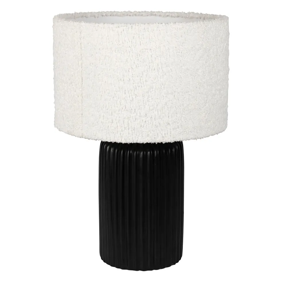Lampe en céramique noir et coton ecru h41cm - Organic