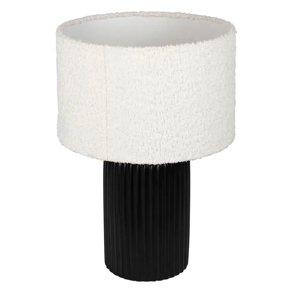 Lampe en céramique noir et coton ecru h41cm - Organic