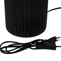 Lampe en céramique noir et coton ecru h41cm - Organic