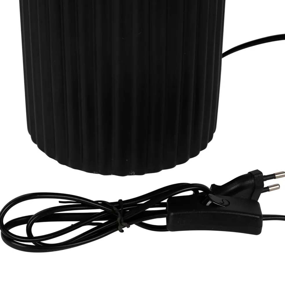 Lampe en céramique noir et coton ecru h41cm - Organic