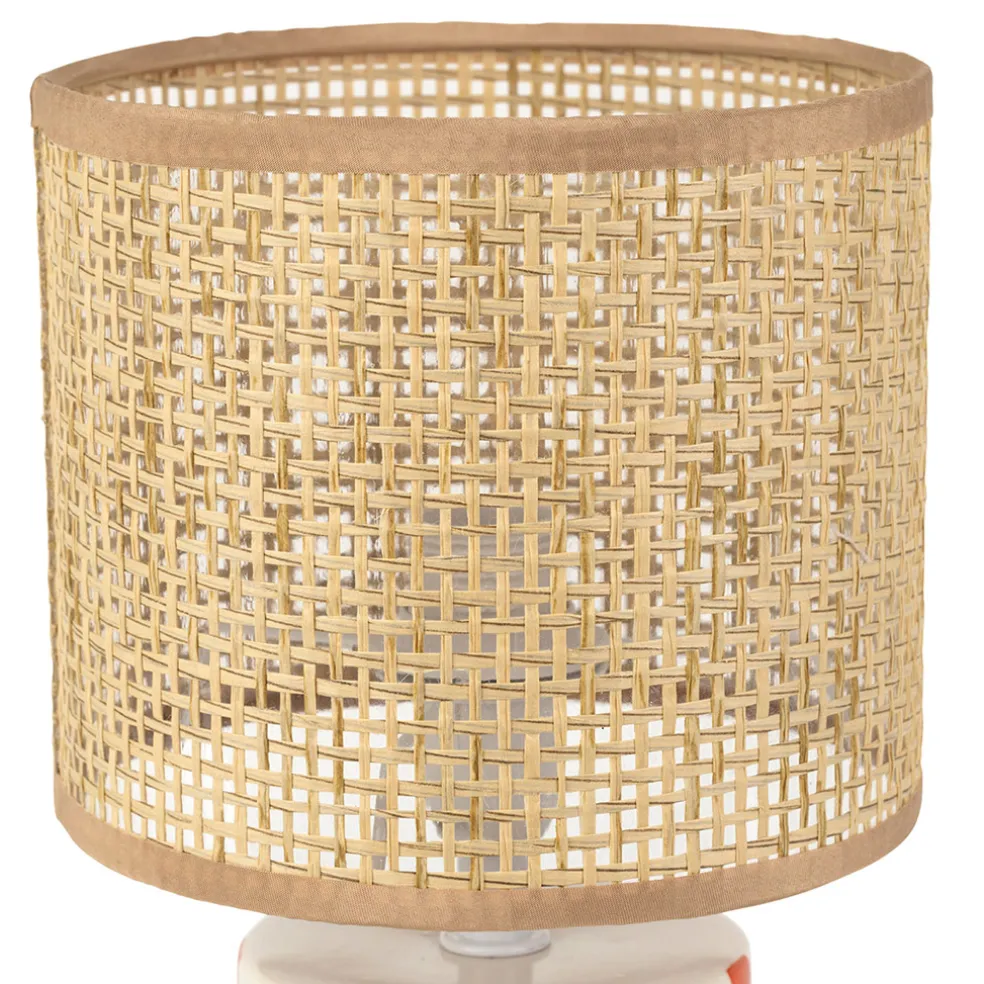 Lampe en céramique rayée corail et blanc h27cm - Medi