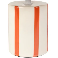 Lampe en céramique rayée corail et blanc h27cm - Medi