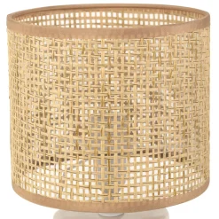 Lampe en céramique rayée émeraude et blanc h27cm - Medi