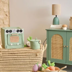 Lampe en céramique sauge et lin naturel - Jadea