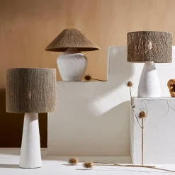 Lampe en fer blanc et jute h41cm - Quintao