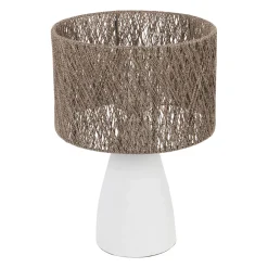 Lampe en fer blanc et jute h41cm - Quintao