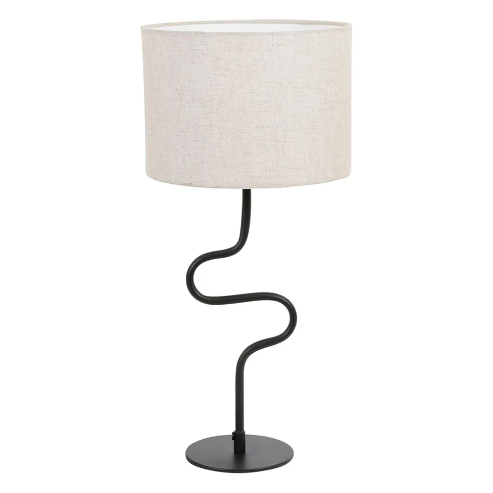 Lampe en fer et coton noir et beige d29xh60cm - Funky