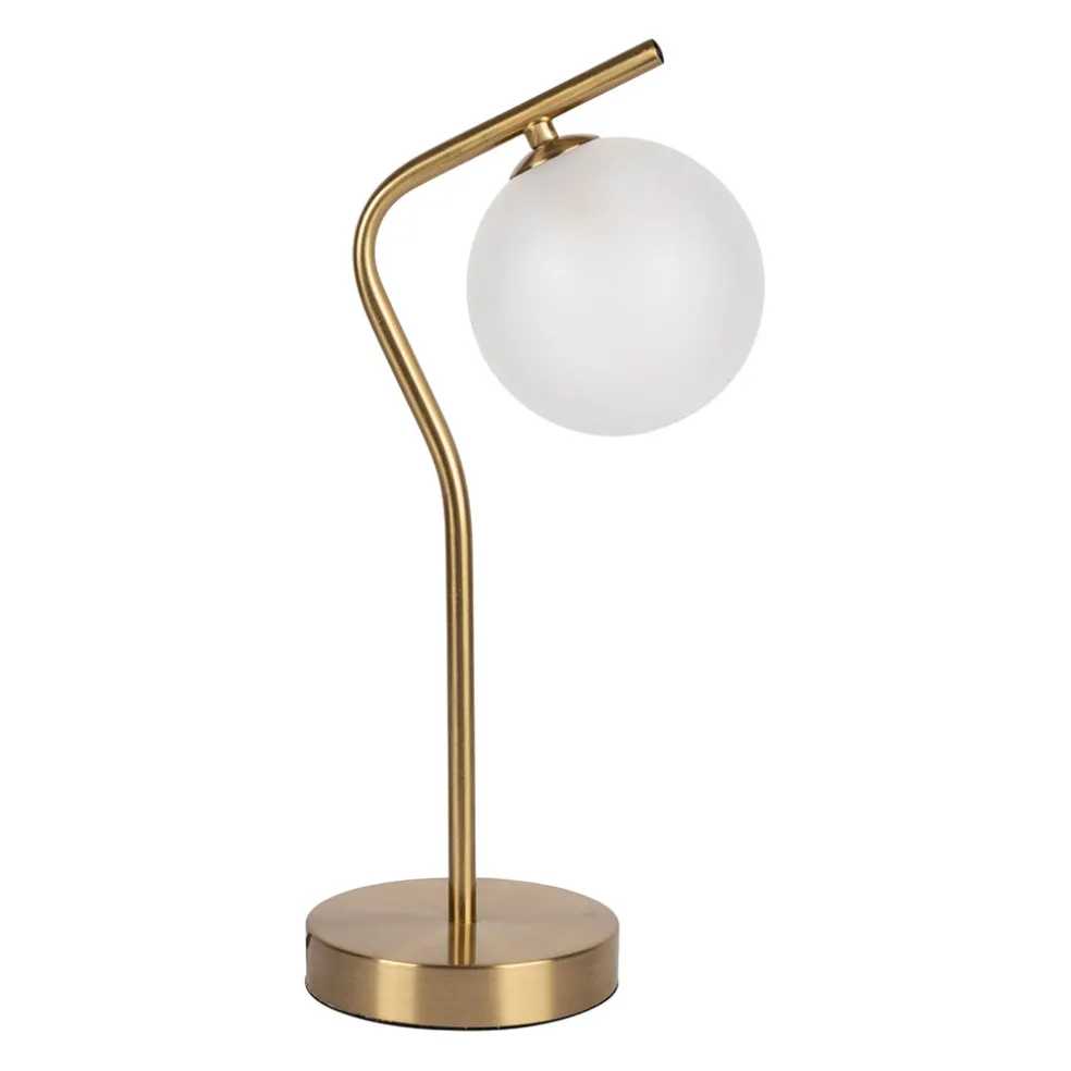 Lampe en fer et verre doré et blanc h37.5cm - Ardecor
