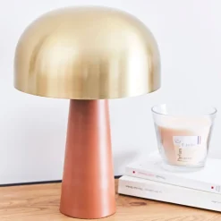 Lampe en fer h36cm terracotta et doré - champart