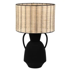 Lampe en fer noir et rotin h49cm - Haleg