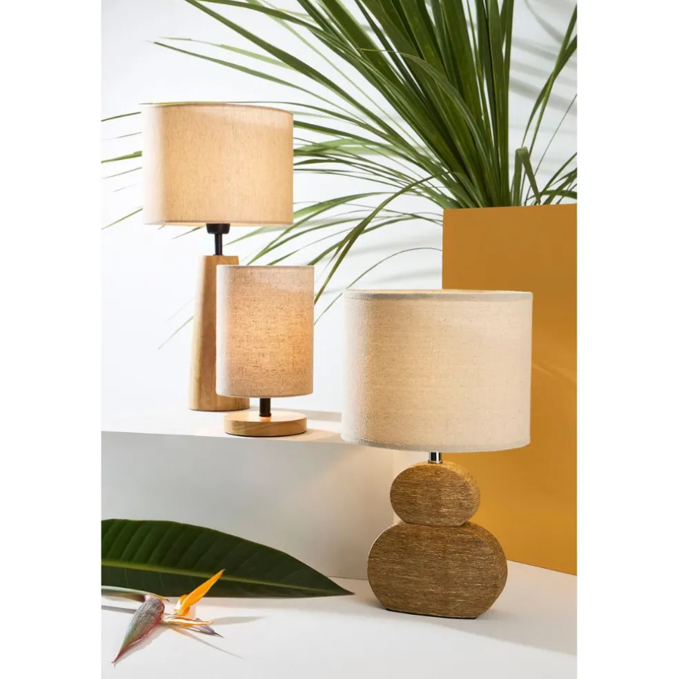 Lampe en manguier et coton naturel h47.5cm - Eterra