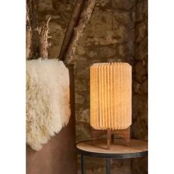 Lampe en manguier et lin naturel h41cm - Fontelo
