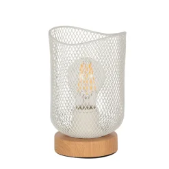 Lampe en métal blanc et effet bois h19.5cm - Ottawa