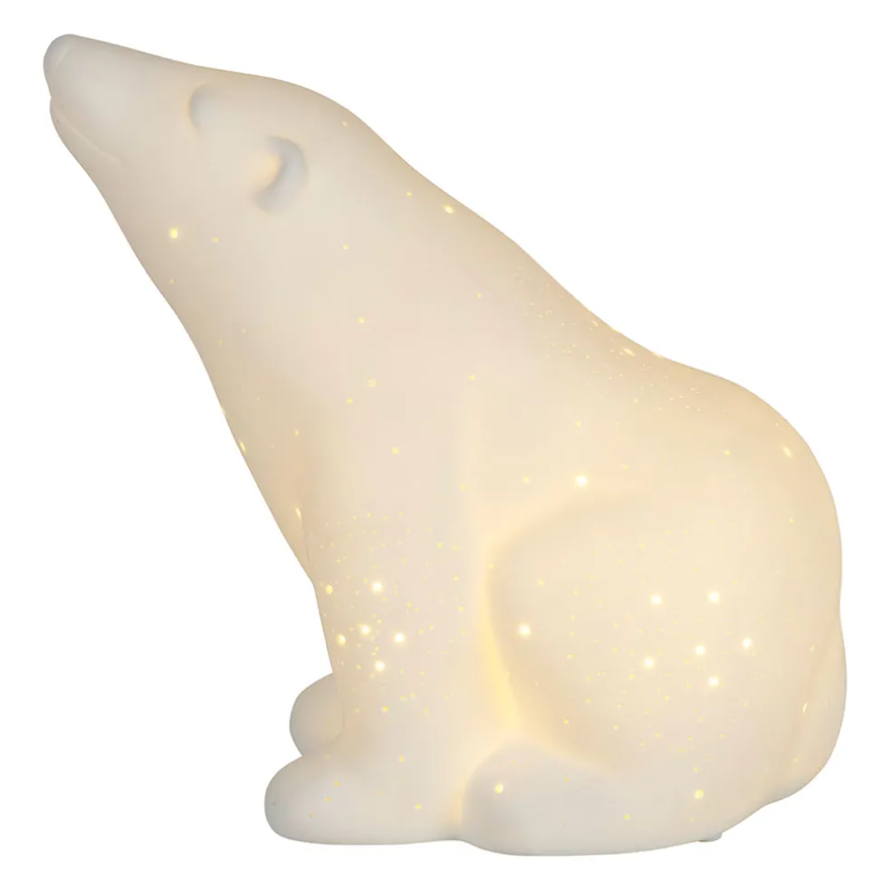 Lampe en porcelaine blanc h18.5cm - Ours Polaire